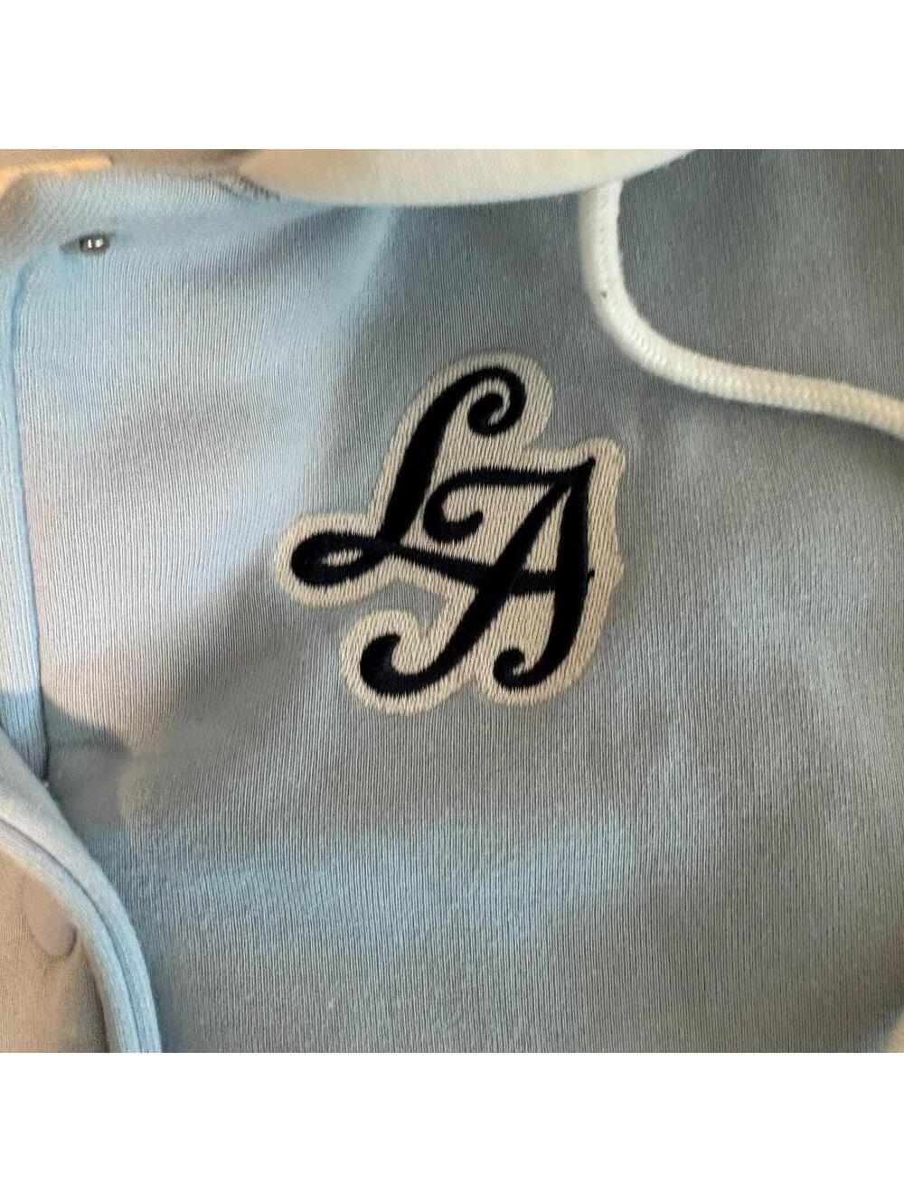 Birch & Stone Varsity Hoodie Jacket Womens S Blue Snap Up LA Y2K Streetwear - Picture 2 of 8